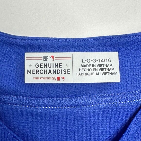 Chicago Cubs Jersey Youth L (14/16) Royal Blue Full-button Replica MLB Baseball - Picture 3 of 8